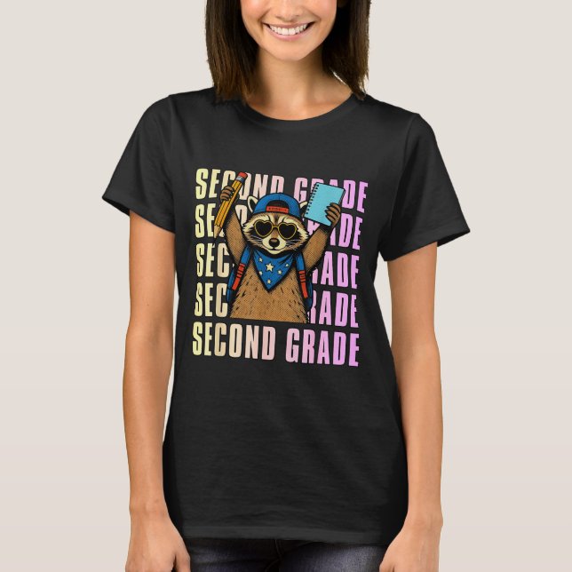 Second Grade Funny Racoon Back To School 2nd T-Shirt (Front)