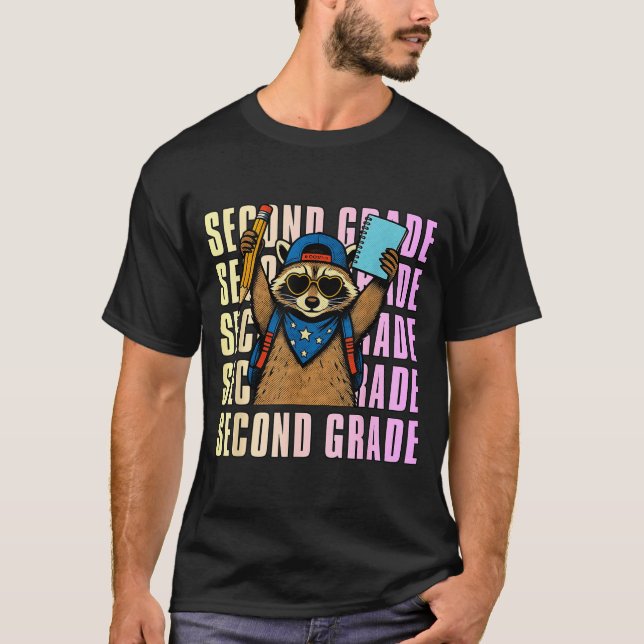 Second Grade Funny Racoon Back To School 2nd T-Shirt (Front)