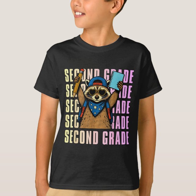 Second Grade Funny Racoon Back To School 2nd T-Shirt (Front)