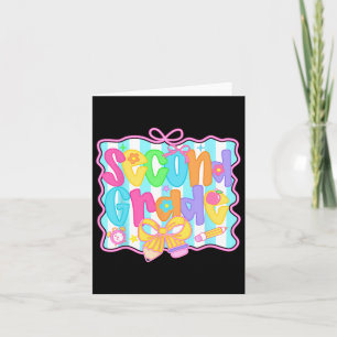 Second Grade Girls Back To School Bow Cute Coquett Card