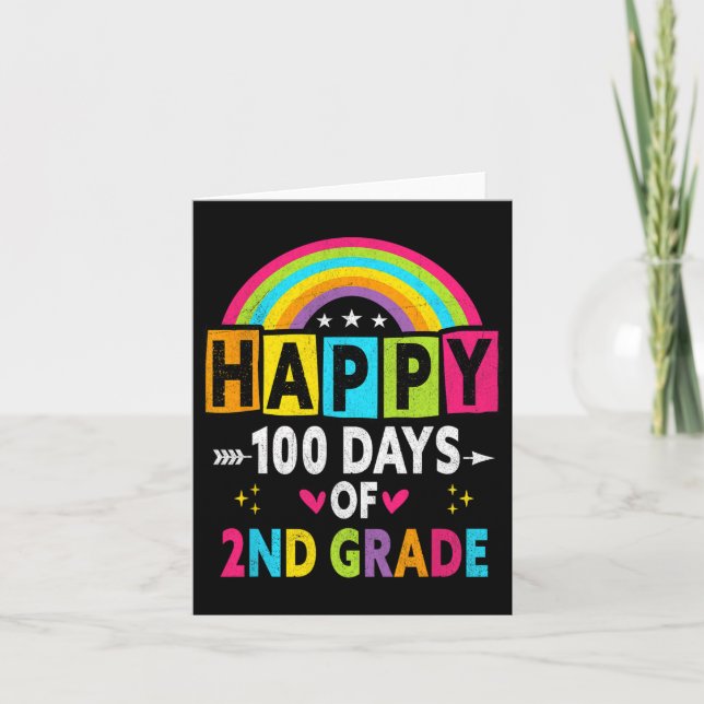 Second Grade Happy 100 Days Of 2nd Grade Teacher S Card (Front)