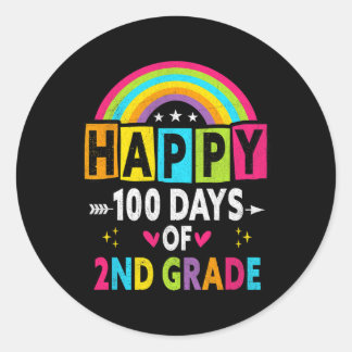 Second Grade Happy 100 Days Of 2nd Grade Teacher S Classic Round Sticker