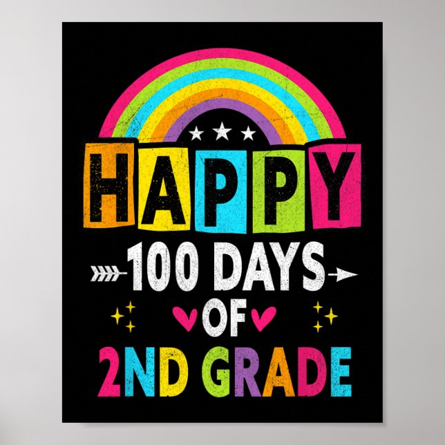 Second Grade Happy 100 Days Of 2nd Grade Teacher S Poster (Front)