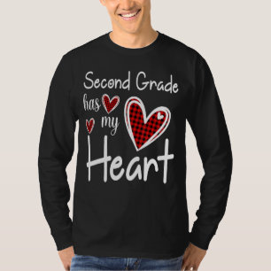 Second Grade Has My Heart Buffalo Print Teacher Va T-Shirt