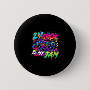 Second grade is jam retro back to school teacher 6 cm round badge