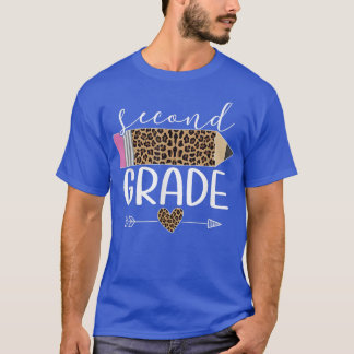 Second Grade Leopard Pencil Back To School Teacher T-Shirt