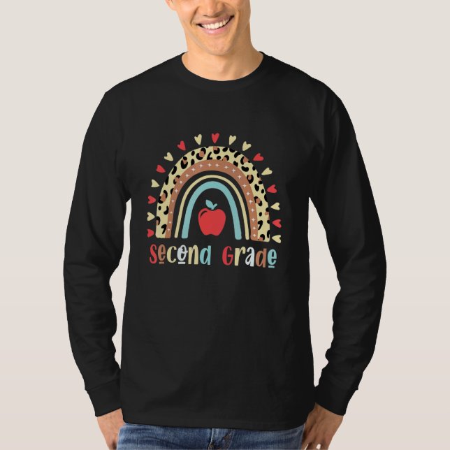 Second Grade Leopard Rainbow Teacher Team 2nd Grad T-Shirt (Front)