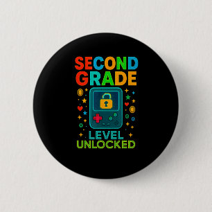 Second Grade Level Unlocked Gamer Ck To School Con 6 Cm Round Badge