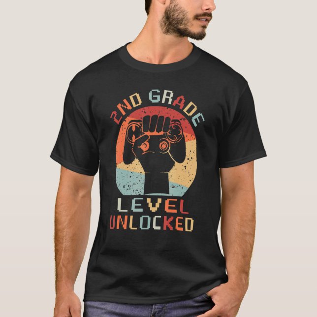 Second Grade Level Unlocked Video Game Back to Sch T-Shirt (Front)