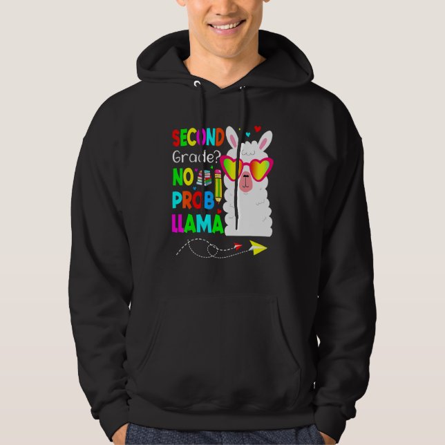 Second Grade No Prob Llama Teacher Student Back To Hoodie (Front)