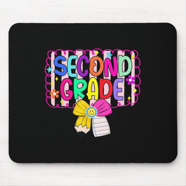 Second Grade Pencil Bow First Days Back To School  Mouse Pad (Front)