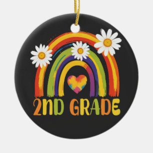Second Grade Rainbow Back to School 2nd Grade Ceramic Tree Decoration