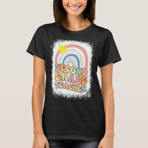 Second Grade Rainbow Bleached Retro Back To School T-Shirt