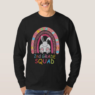 Second Grade Rainbow Bunny Boy Girl Teacher Squad  T-Shirt