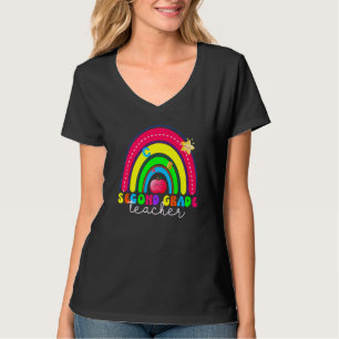 Second Grade Rainbow Colorful Back To School Teach T-Shirt