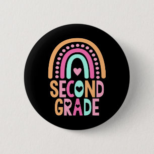 Second Grade Rainbow Girls Boys Teacher Cute 2nd G 6 Cm Round Badge