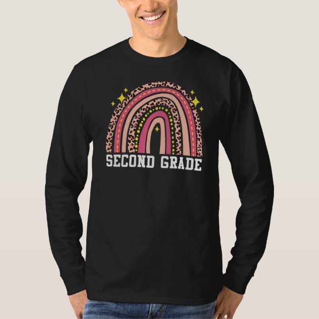 Second Grade Rainbow Leopard Back To School 2nd Gr T-Shirt (Front)