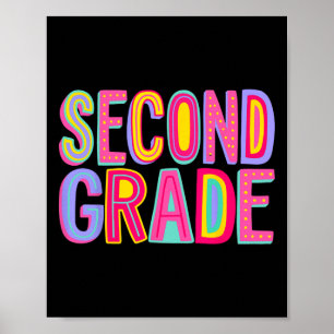 Second Grade Rainbow Vibes Back To School 2nd Grad Poster