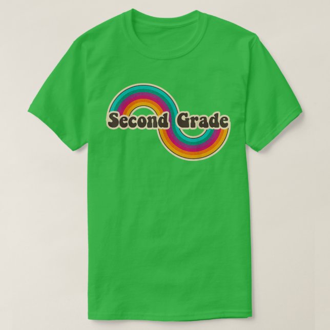 Second Grade Retro Rainbow Cute 2nd Grader Back to T-Shirt (Design Front)