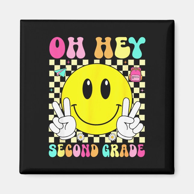 Second grade retro smile back to school first day  magnet (Front)