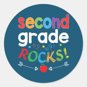 Second Grade Rocks 2nd Grader Teacher Back To Classic Round Sticker