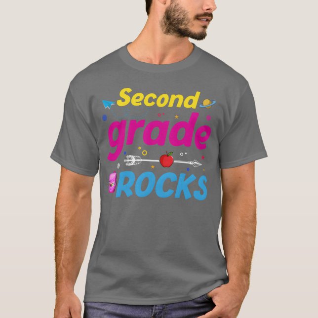 Second Grade Rocks Backo School 2nd Graders funny T-Shirt (Front)
