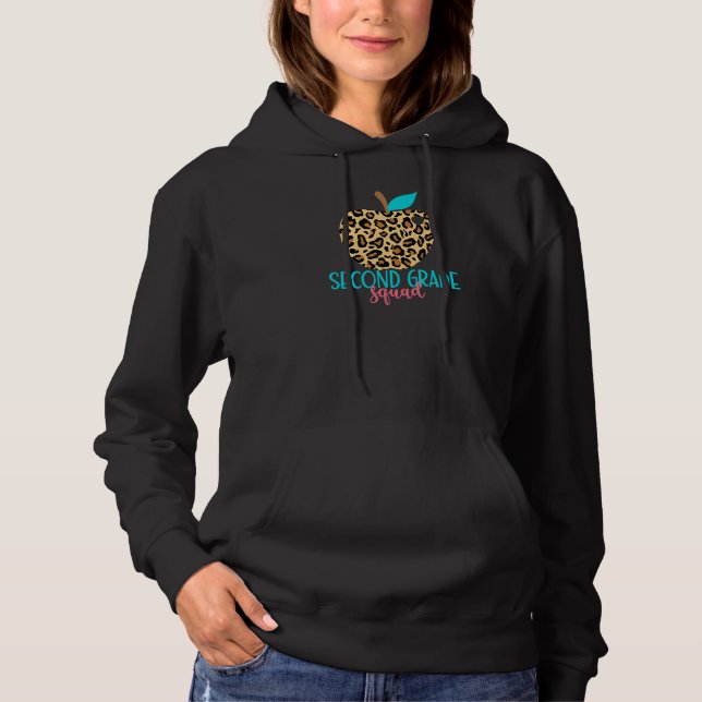 Second Grade Squad Cheetah Apple First Day Of Scho Hoodie (Front)