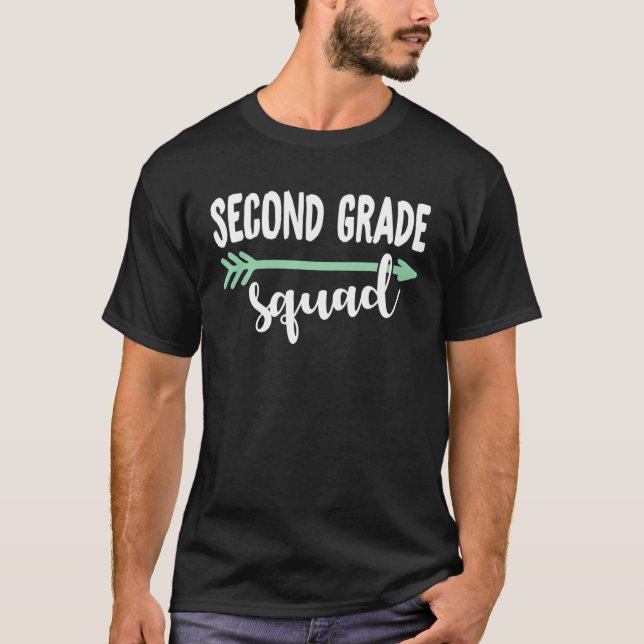 Second Grade Squad Cute Arrow Teacher Student Back T-Shirt (Front)