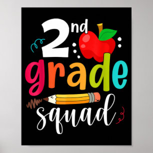 Second Grade Squad Fun Back To School 2nd Graders Poster