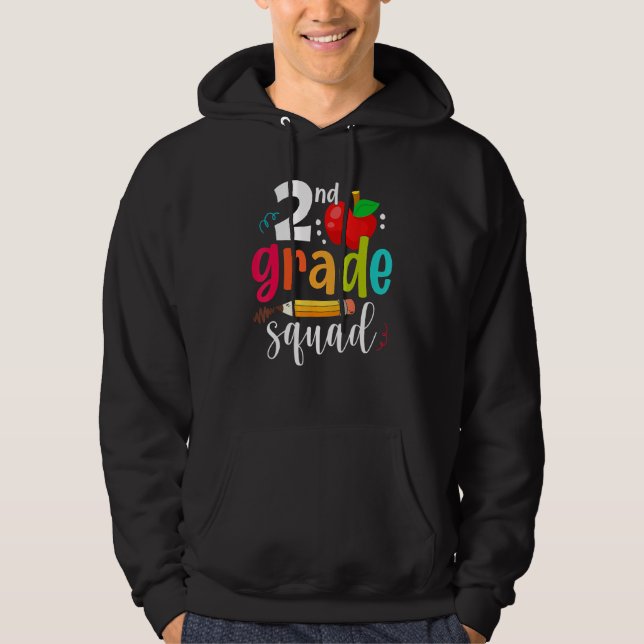 Second Grade Squad Funny Back To School 2nd Grader Hoodie (Front)