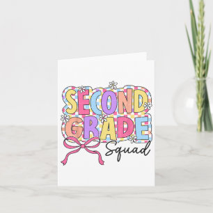 Second Grade Squad Teacher Girl Coquette Bow Back Card