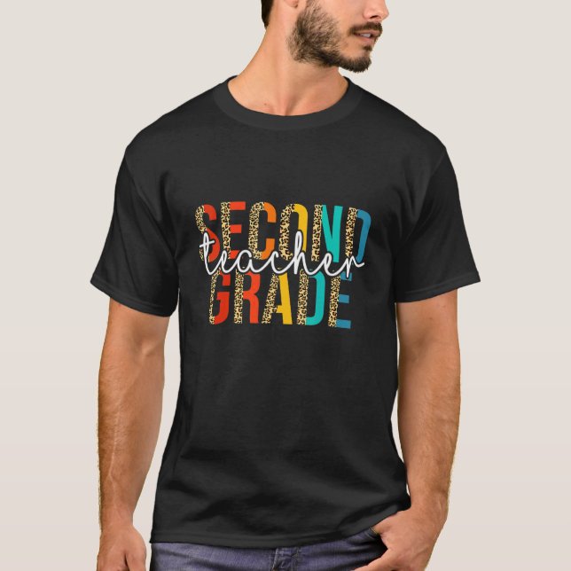Second Grade Teacher 2nd Back To School Leopard Wo T-Shirt (Front)