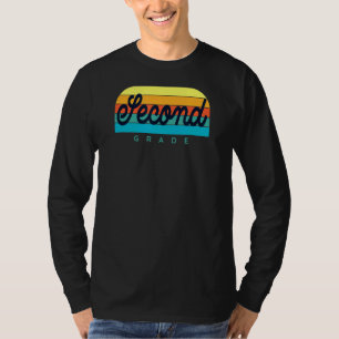Second Grade Teacher 2nd Grader Retro Rainbow Back T-Shirt