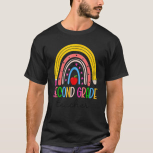 Second Grade Teacher Back To School Boho Rainbow L T-Shirt