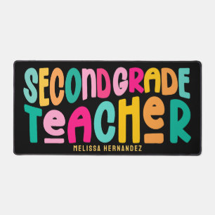 Second Grade Teacher Colorful Text Design Desk Mat