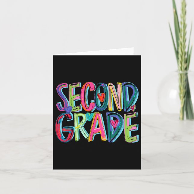 Second Grade Teacher First Day Of 2nd Grade Back T Card (Front)