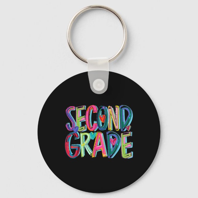 Second Grade Teacher First Day Of 2nd Grade Back T Key Ring (Front)
