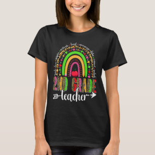 Second Grade Teacher Leopard Rainbow Back To Schoo T-Shirt