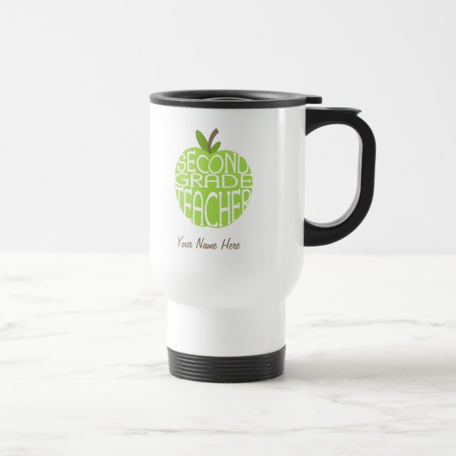 Second Grade Teacher Mug - Green Apple (Right)