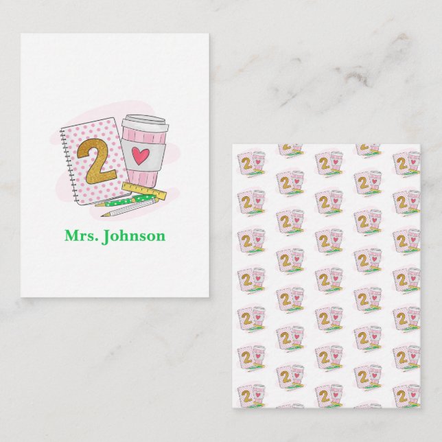 Second Grade Teacher / Notebook & Coffee Card (Front/Back)