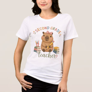 Second Grade Teacher Sweet Capybara Tri-Blend Shirt