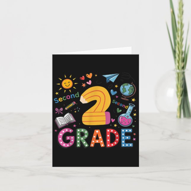 Second Grade Team Funny Pencil Back To School Teac Card (Front)
