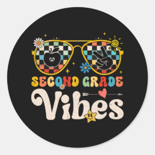 Second Grade Vibes - 2nd Grade Team Retro 1st Day  Classic Round Sticker