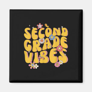 Second Grade Vibes - 2nd Grade Team Retro 1st Day  Magnet