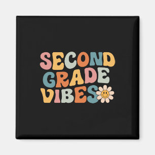 Second Grade Vibes - 2nd Grade Team Retro 1st Day  Magnet