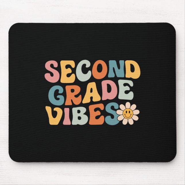 Second Grade Vibes - 2nd Grade Team Retro 1st Day  Mouse Pad (Front)