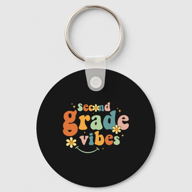Second Grade Vibes 2nd Grade Team Retro 1st Day Of Key Ring (Front)