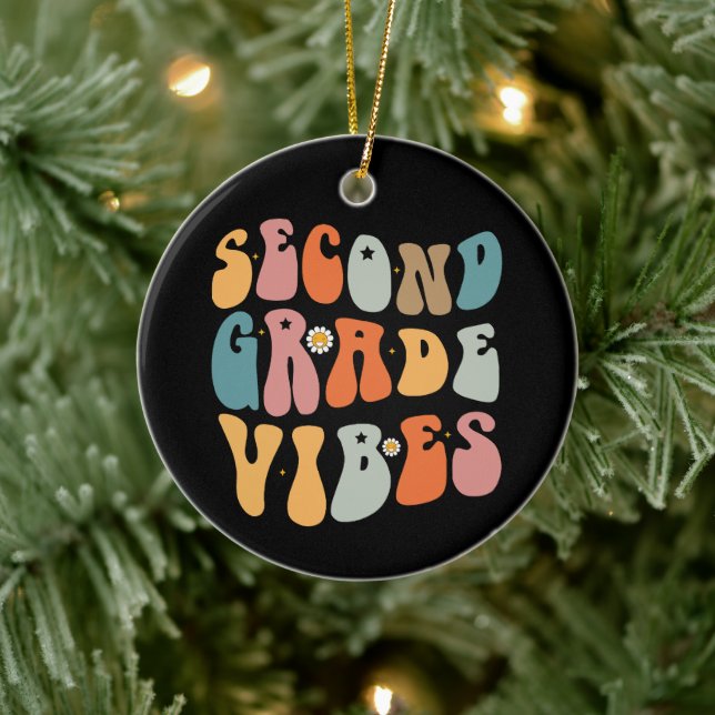 Second Grade Vibes Back To School Groovy School  Ceramic Tree Decoration (Tree)