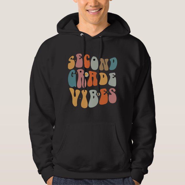 Second Grade Vibes Back To School Groovy School  Hoodie (Front)