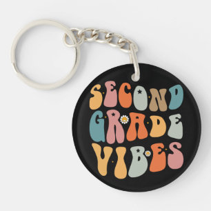 Second Grade Vibes Back To School Groovy School Key Ring